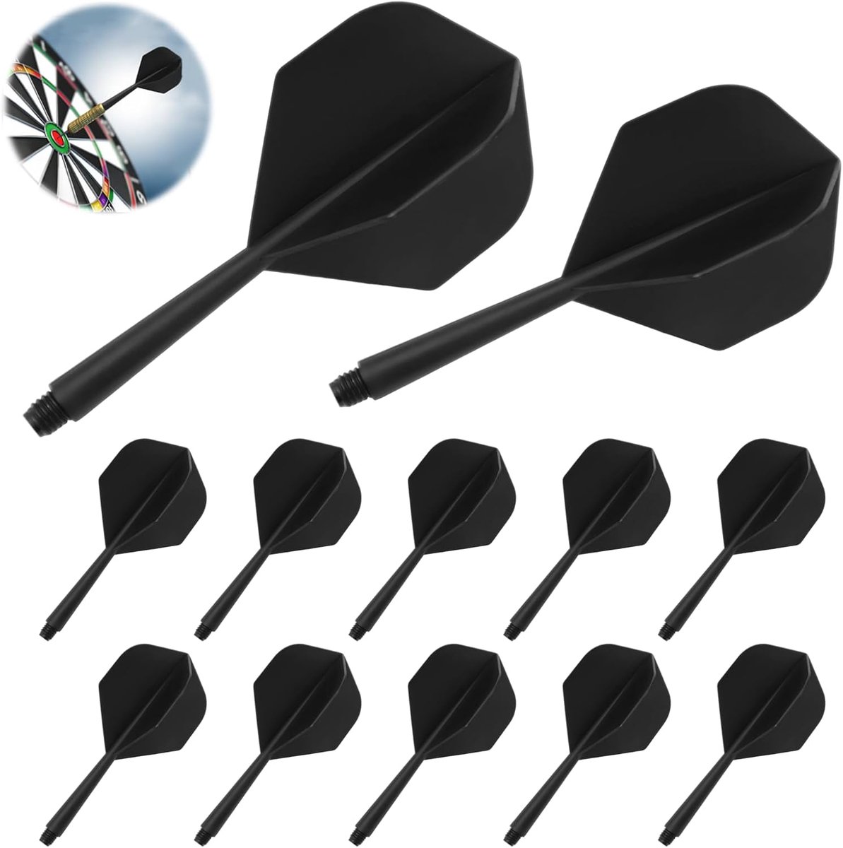 SnelShoppen - 12 Stuks Dart Flights met Schaft, Duurzame Darts Accessoires, Perfect voor Competitie en Thuis, Stabiele Darts Flights met 2BA Draad