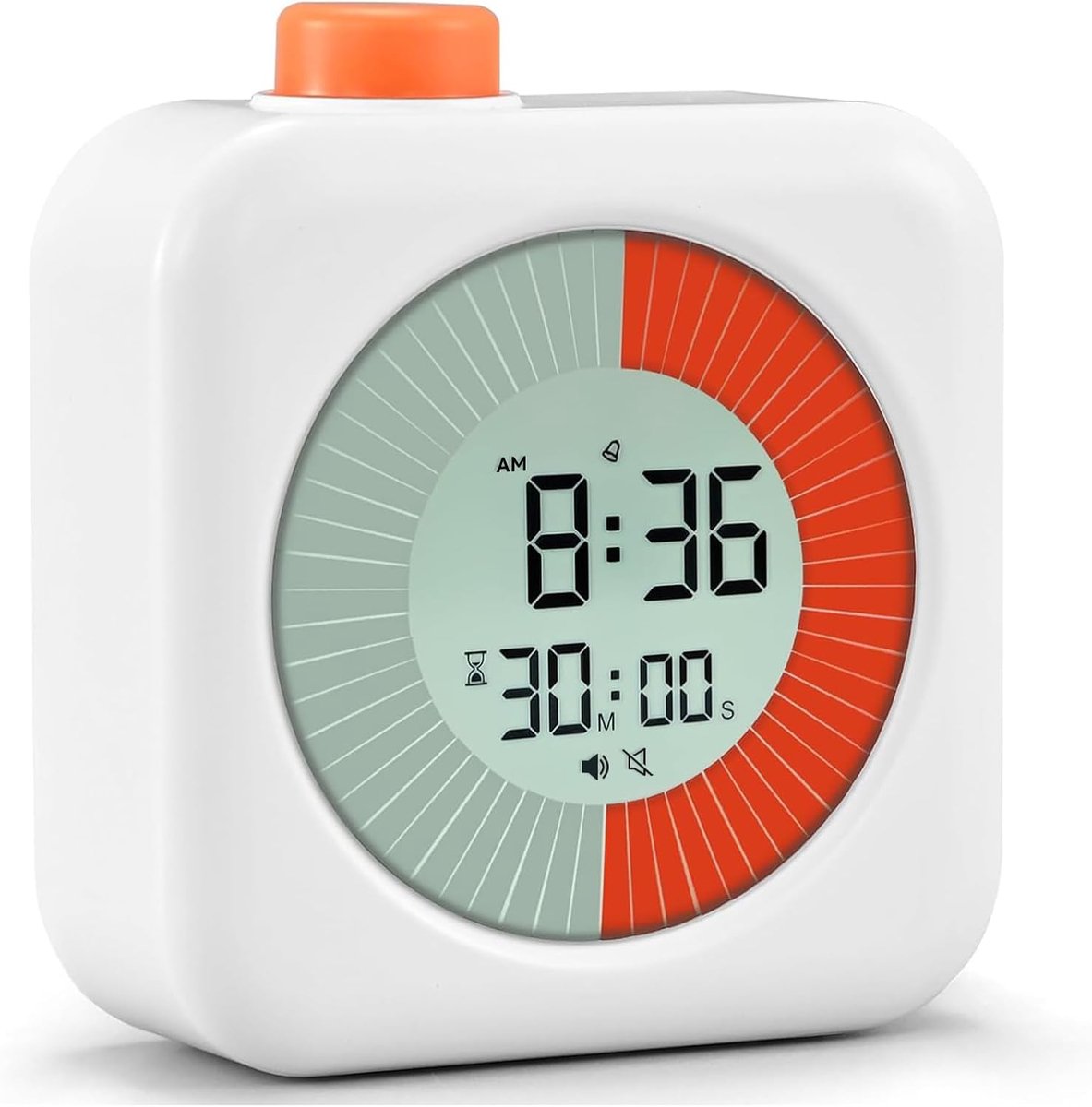 Thijox - EooCoo Visuele Analoge Timer met Klok, Alarm, Countdown, Countup, 60 Minuten Digitale Keukentimer, Stil & Luid Alarm, Tijdmanagementtool voor