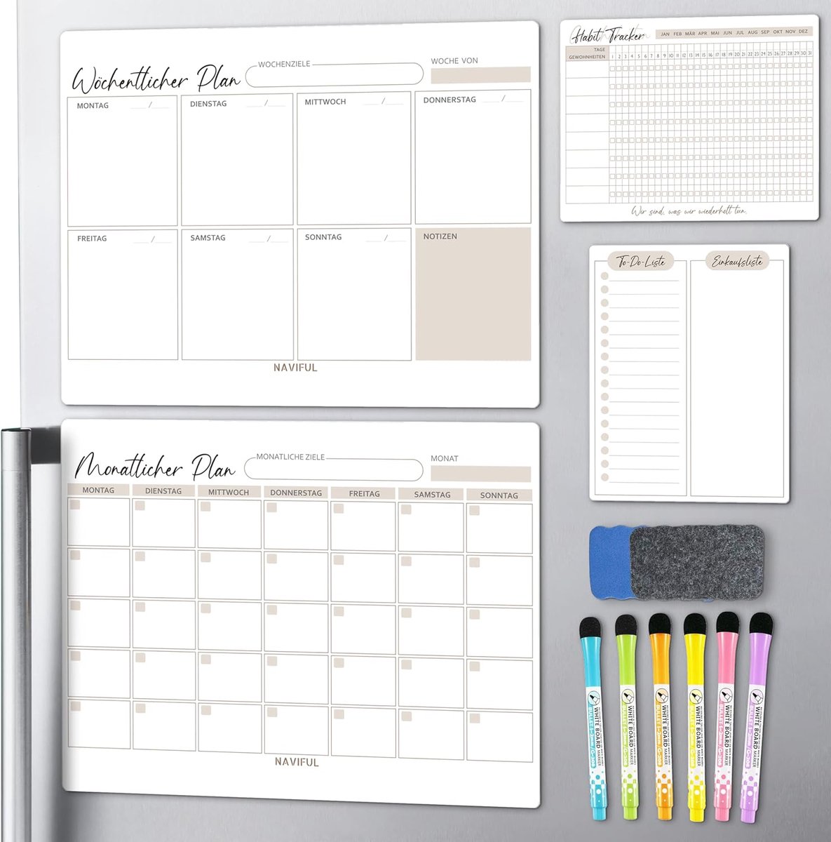 SnelShoppen - BIROYAL Planning Boards - Multifunctionele Planningsborden - Ideaal voor Werk, School, Thuis, Keuken, Organiseren, Wit, Maat 60x90 cm