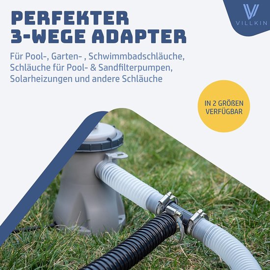 SnelShoppen - T-stuk slangverbinder 32 mm - Complete set met 3 slangklemmen - Zwart - Perfect voor zwembadslangen - Eenvoudige installatie — afbeelding 2