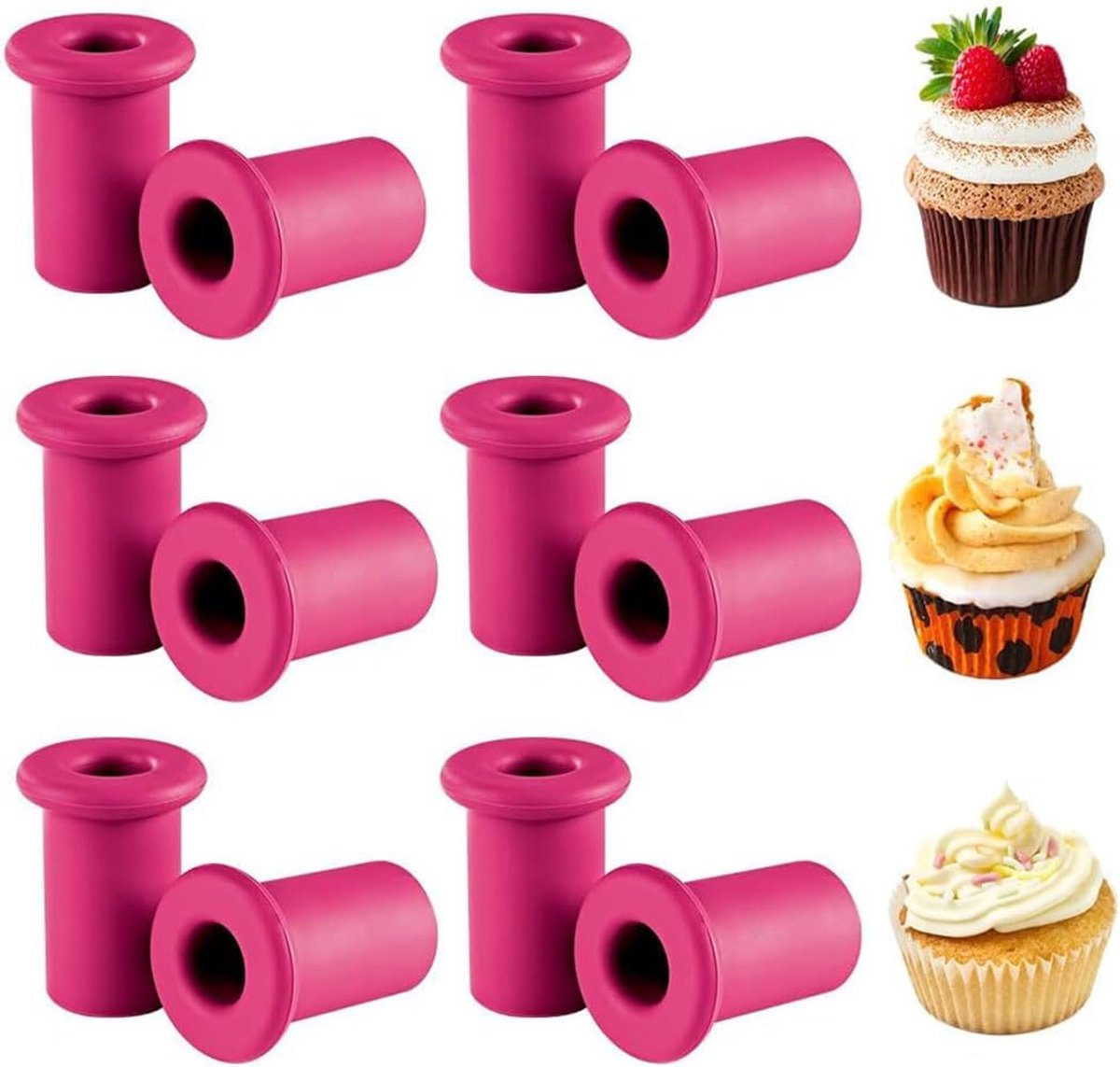 SnelShoppen - 12x Silicone Koekjesuitsteekvormen en Cupcake Cutter Plunger voor het Maken van Muffins en Gevulde Cupcakes - Creatief Bakken in de Keuk