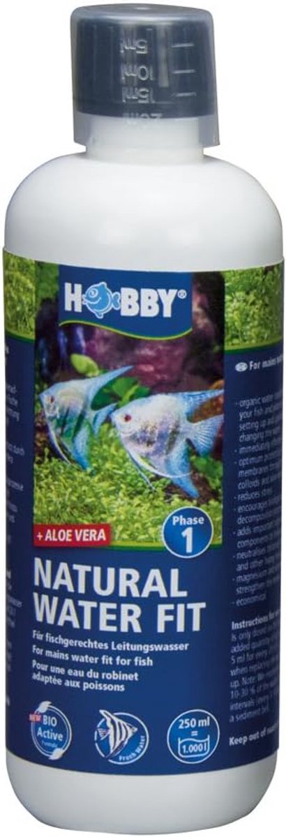 SnelShoppen - Hobby Natural Water Fit 51134 - Organische Waterbehandeling voor Vissen - Bescherming tegen Chloor, Koper en Zware Metalen - Met Aloë Ve