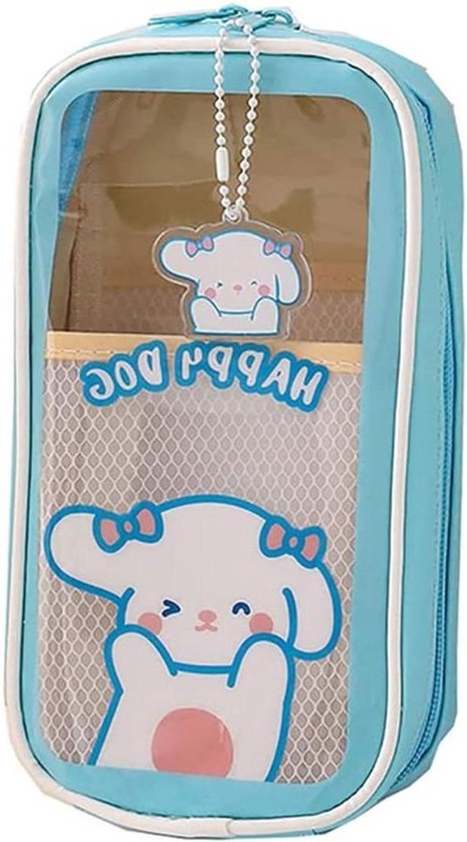 Draagbare schattige etui met dierenprint voor meisjes - transparante potloodcase met grote capaciteit, schoolbenodigdheden voor tienermeisjes.