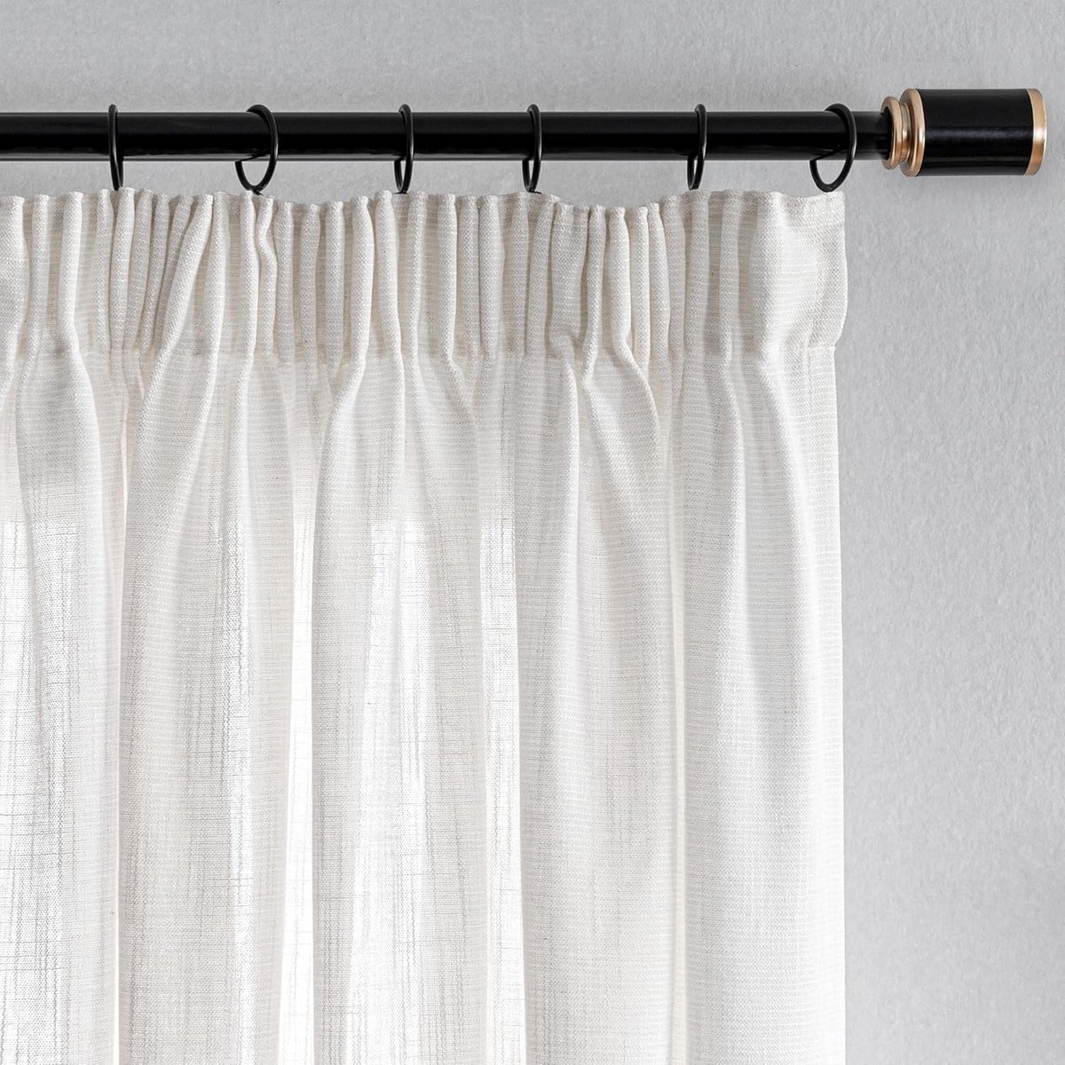 SnelShoppen - Linnen Gordijnen Woonkamer Semi-Transparant met Rimpelband Set van 2 H 175 x 140 cm Voor Kinderkamer Modern Natuurlijk