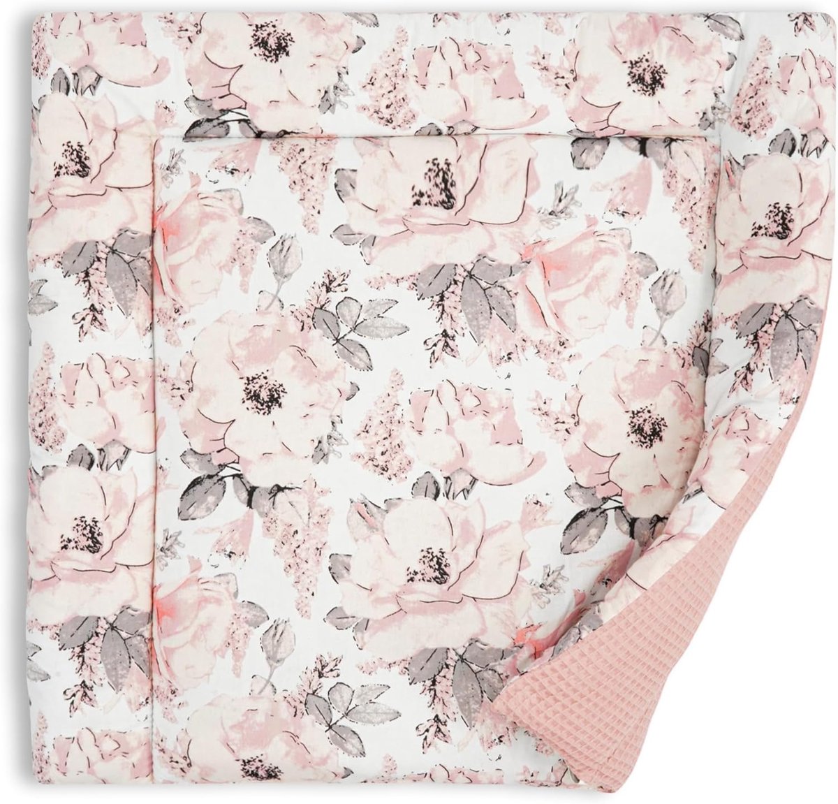 SnelShoppen - Cotton Changing Mat 75 x 72 cm - Zachte en Wasbare Verschoonmat voor Baby - Oeko-Tex Wild Rose - Comfortabel en Hygiënisch voor Verschoo