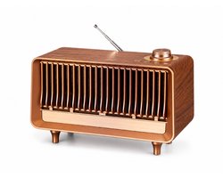 Retro Bluetooth Speaker met FM Radio - 10W Stereo - Bluetooth 5.4 - TWS - USB - TF - AUX - Houtlook