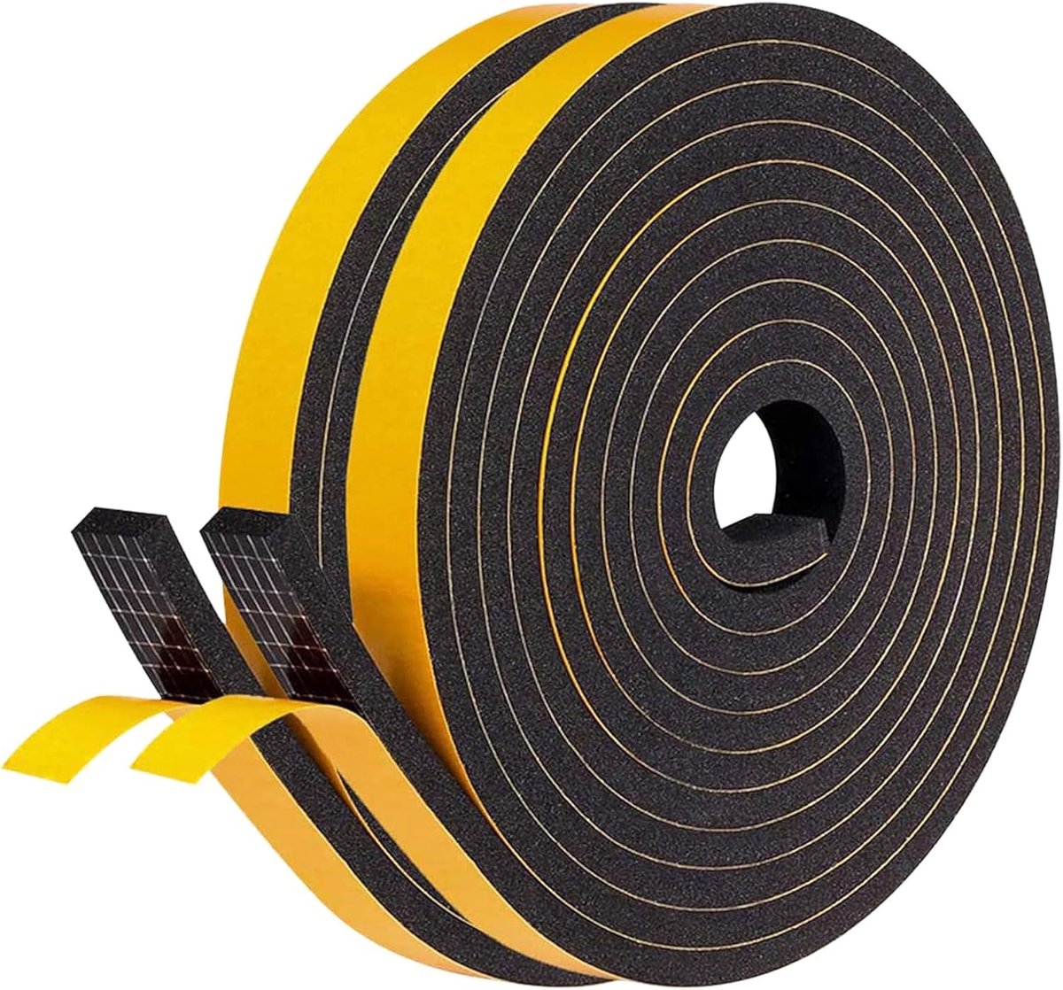 SnelShoppen - Sealing Tape 13x6.5mm voor Deuren en Ramen - Zelfklevende Foam Tape - Rubber Sealing tegen Koude Tocht en Geluidisolatie - Zwart - 2 Rol