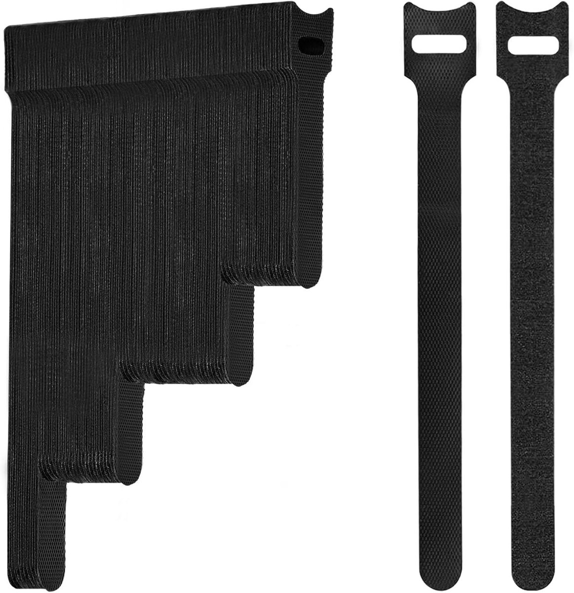 SnelShoppen - 120pcs Resealable Cable Ties - Zwarte Kabelbinders - Herbruikbare Kabelbeveiliging - Kabel Organisatoren voor Thuis, Kantoor, Camping, T