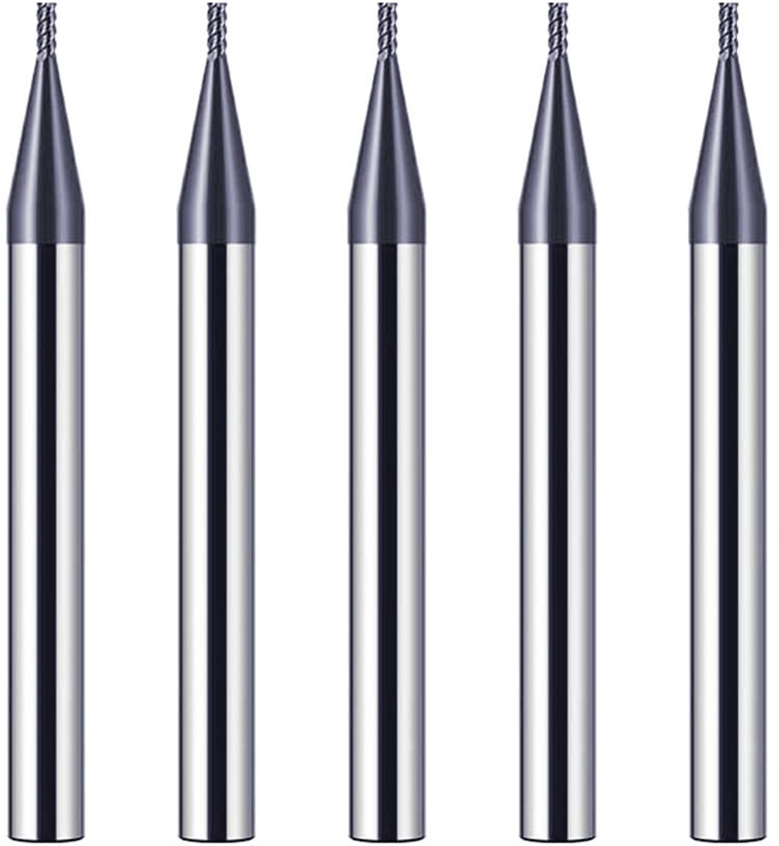 SnelShoppen - 5 Stuks Carbide Frees Cutter 1mm, 4 Snijkanten, CNC Frees Cutter, AlTiN Coating, Metaal en Hout Bewerking, Precisie Gereedschap voor Pla