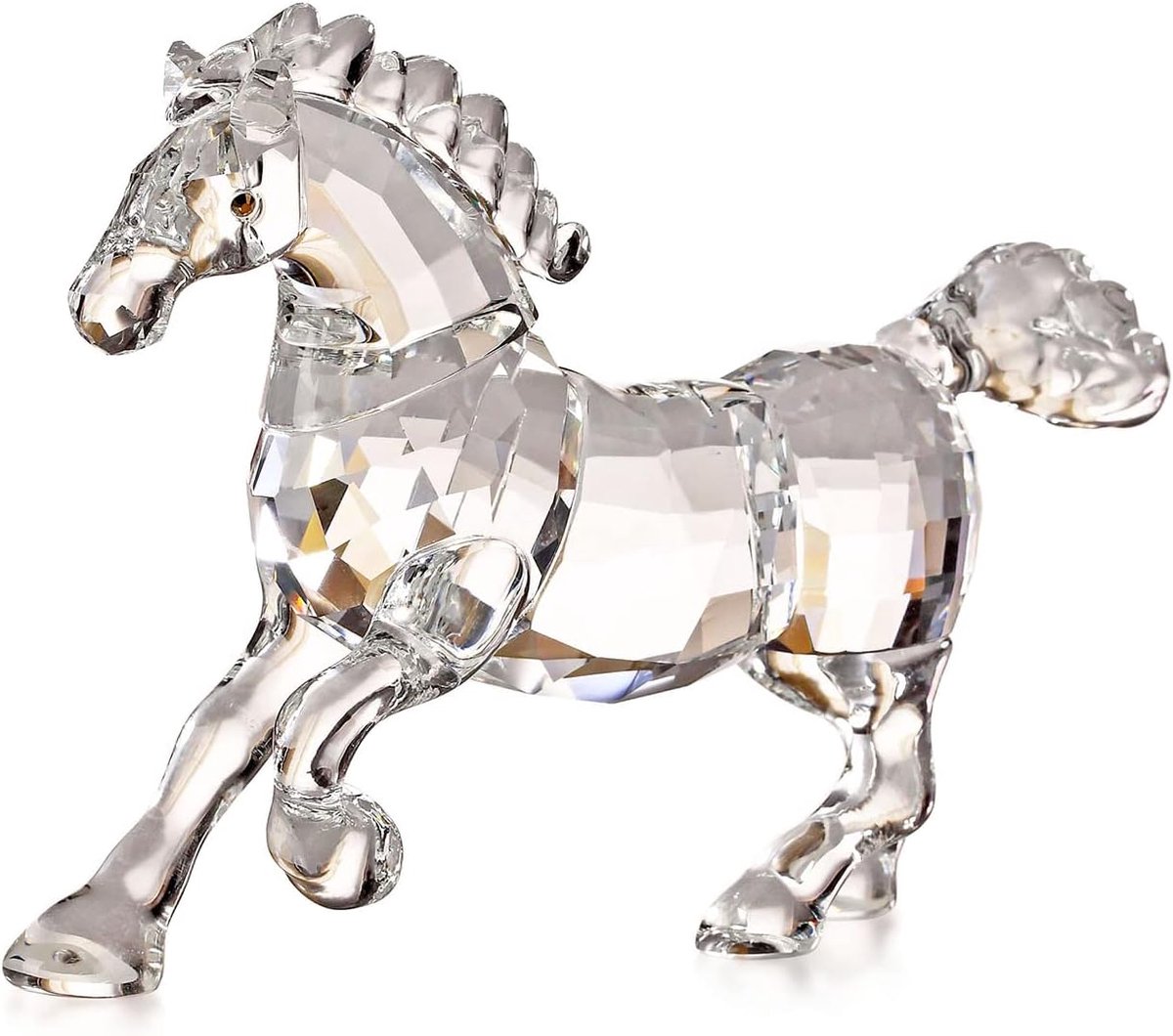 SnelShoppen - Crystal Running Horse Zodiac Ros Beeldje - Collectible Dierfiguur - K9 Kristal - 5.5x3.2x3.9 inch - Witte Decoratie voor Thuis - Verjaar