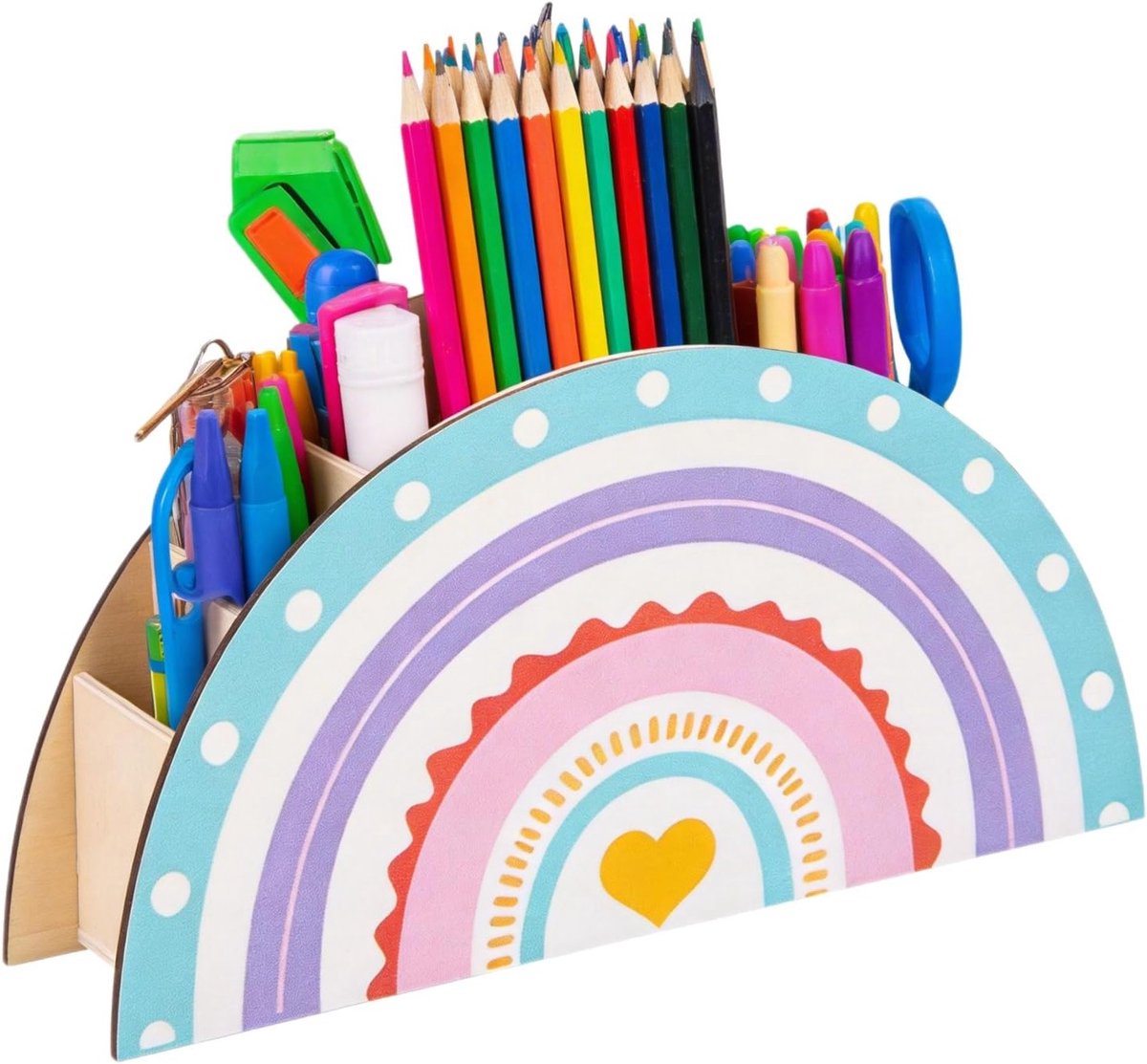 SnelShoppen - Houten Penhouder Desk Organizer met 5 Compartimenten, Multifunctionele Pennenhouder voor Kantoor en School, Ideaal voor Pens en Cosmetis