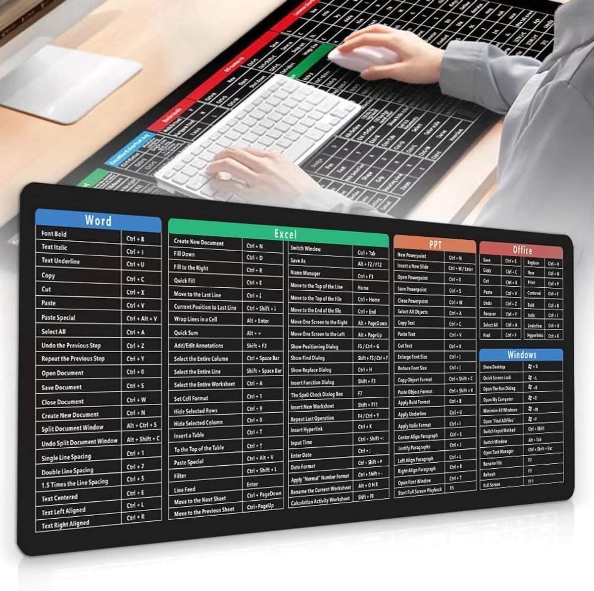 SnelShoppen - Grote Muismat 80x30 cm - Ideaal voor Toetsenbord, Muis en Notebook - Perfect voor Kantoor, Gaming en Studie - Antislip, Duurzaam, Zwart