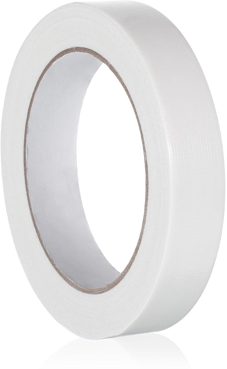 SnelShoppen - 2cm x 20m Witte Duct Tape - Zelfklevende Textiel Reparatietape - Niet-Reflecterend voor Podium, Studio, Fotografie, Tapijt Afplakken, DI
