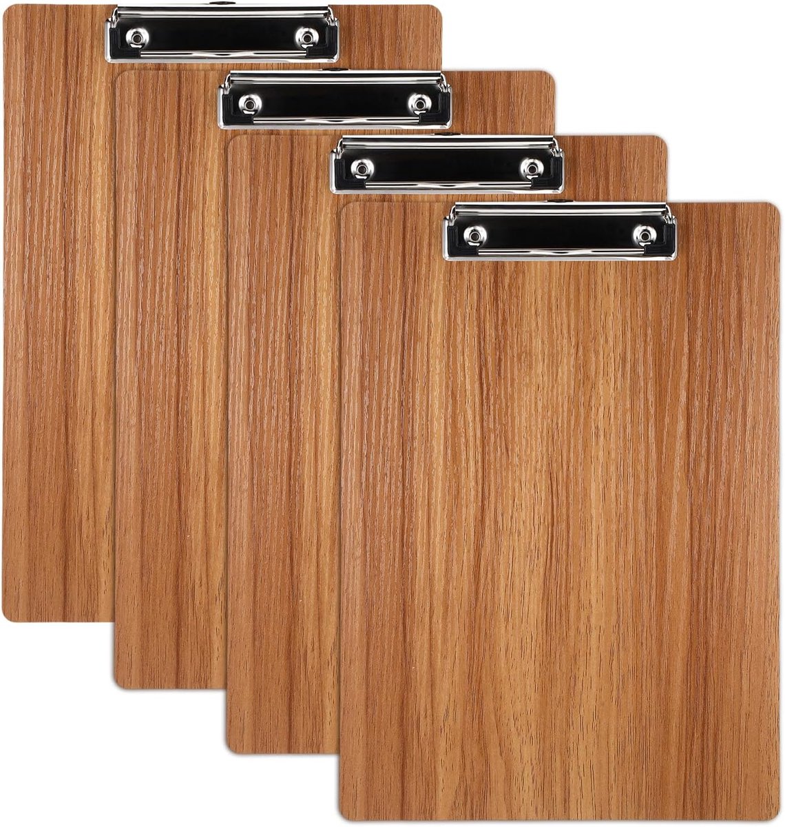 Klemborden A4 Hout - Schrijfonderleggers Set - Nauwkeurig Schrijven - Robuuste Vezelplaat - 4 Stuks - Lichtbruin