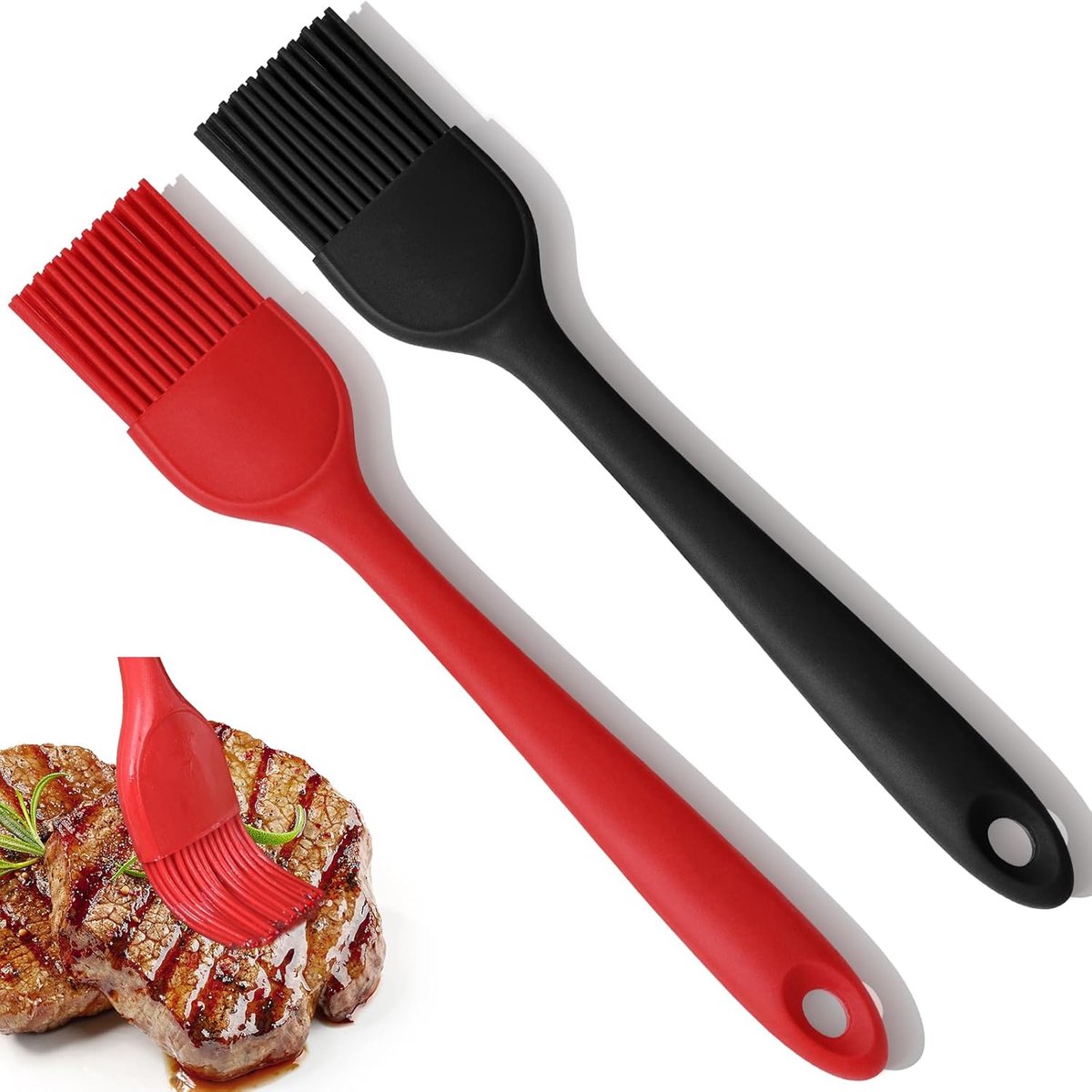 SnelShoppen - 2-delige Siliconen Bakborstel Set - BPA-vrij, Hittebestendig tot 230°C, Ideaal voor Bakken, Grillen en Koken - Keukenaccessoires voor Ba