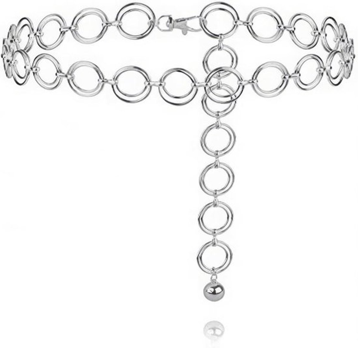 Meerlagige Dames Metalen Heupketting - Verstelbare O-ring Heupketting - Wit - Buiklichaam Kostuum Sieraden