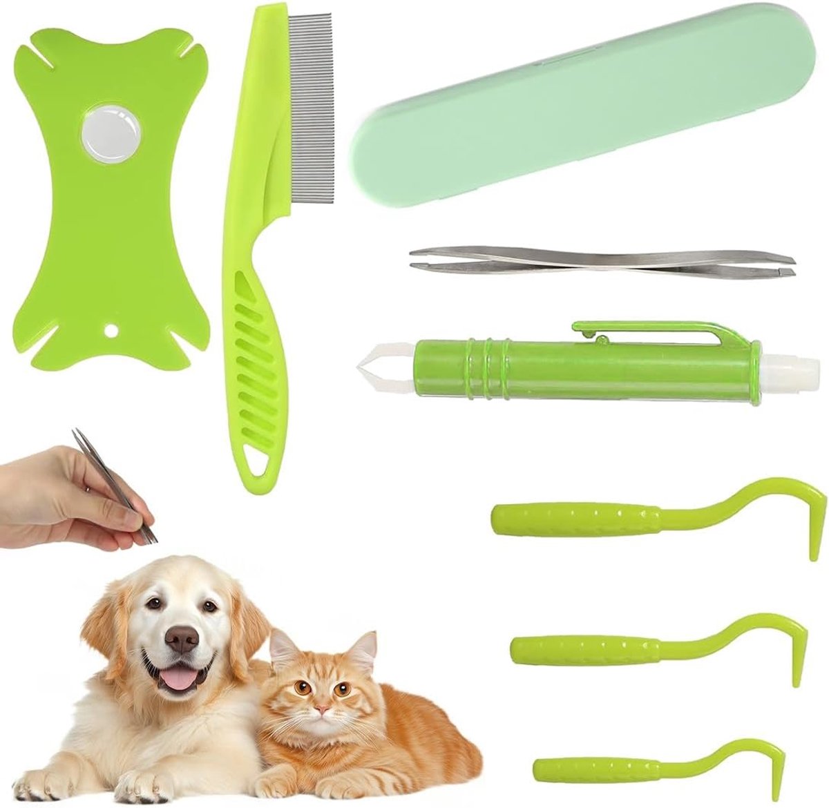 Thijox - Tekentang 7-in-1 Set met Etui voor Heren, Kinderen, Honden en Katten - Complete Pincet, Tekenkaart, Dubbel Pincet en Vergrootglas - Ideaal vo