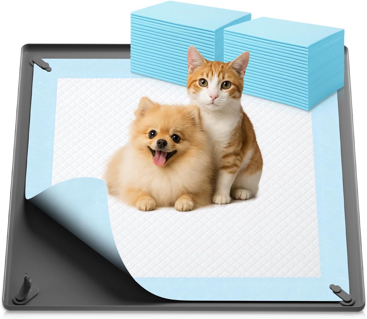 SnelShoppen - Pack van 40 PIPI hondenmatten [62 x 62 cm] met antislip silicone, 5-laags lekbescherming, absorberend, zacht en veilig, snel drogend