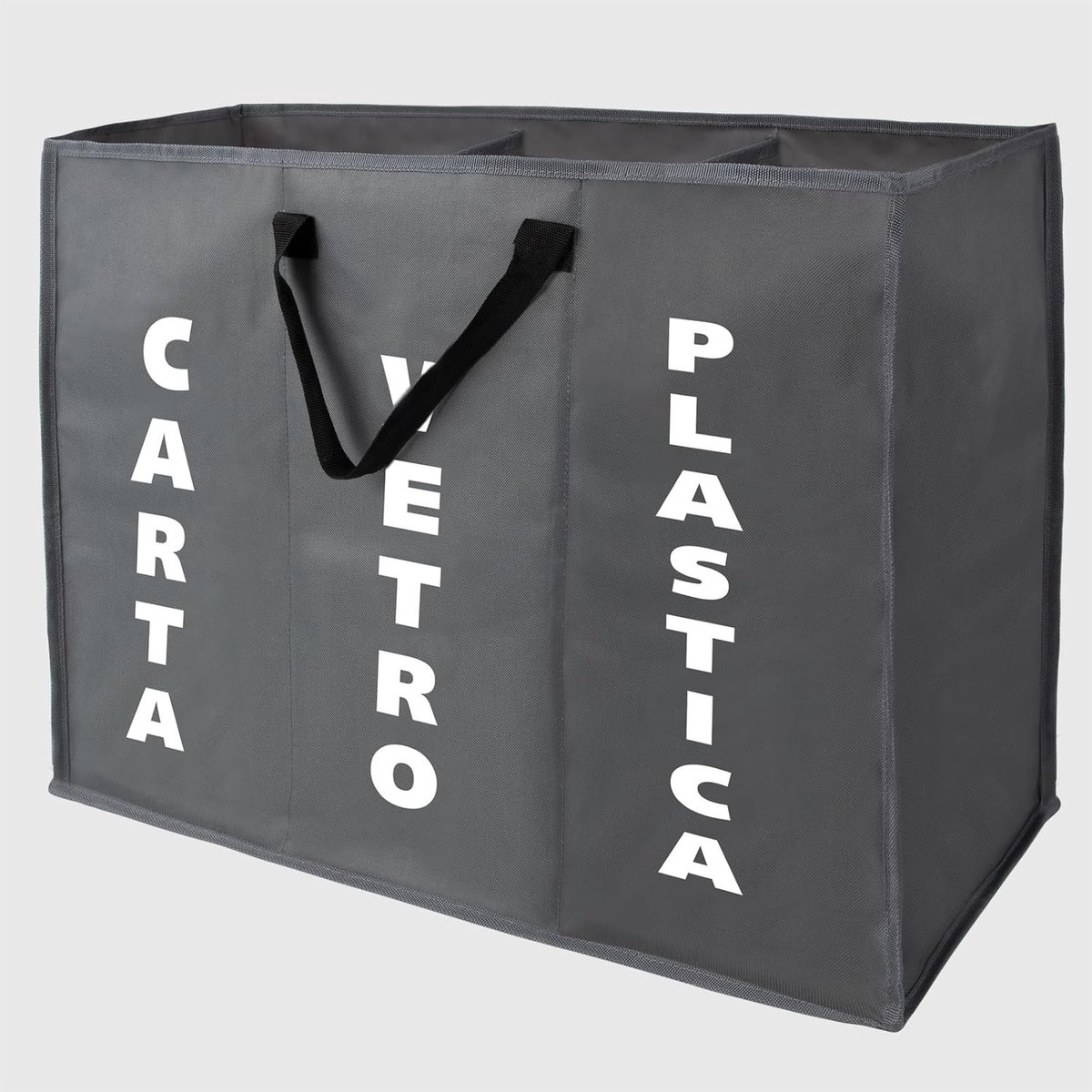 SnelShoppen - Ecobag Afvalscheidingstas met 3 Compartimenten voor Glas, Papier en Plastic - Ruimtebesparend, Waterdicht Polyester, 60 x 32 x 48 cm - I