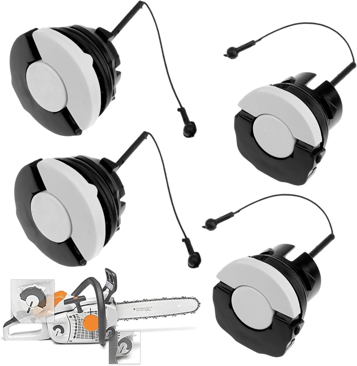 Set van 4 Brandstofdeksels voor Stihl Kettingzagen en Brushcutters - Vervangingsonderdelen voor Veilige Bediening en Optimale Prestaties (2 Maten)
