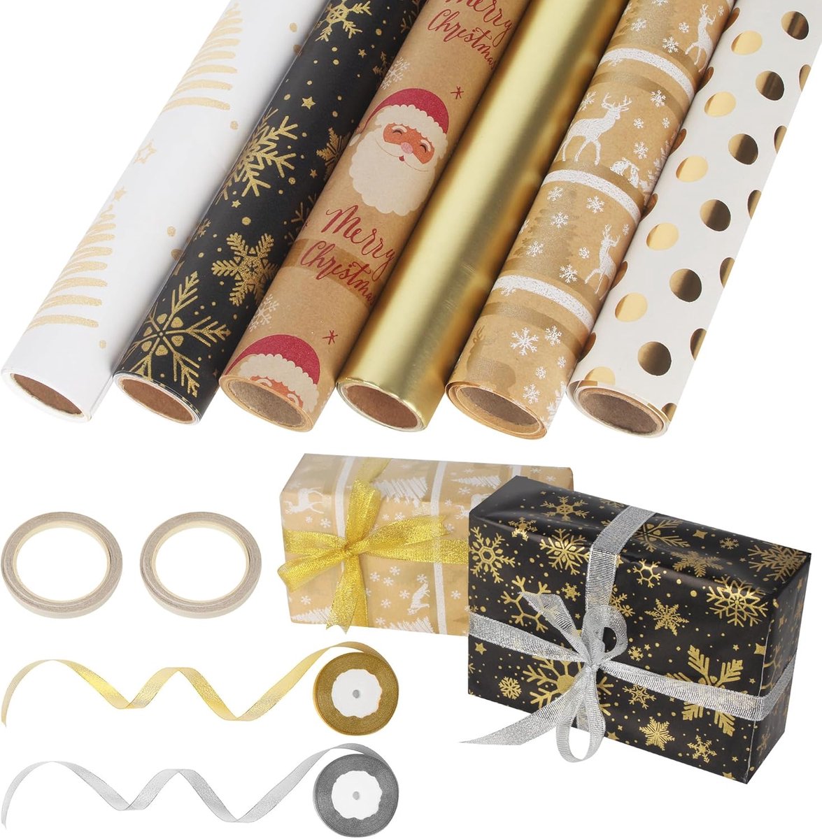 SnelShoppen - Verjaardagscadeau Papier 6 Rollen 43cm x 300cm Feestverpakking voor Jongens en Meisjes - Kleurvol en Duurzaam Cadeaupapier voor Elke Ver