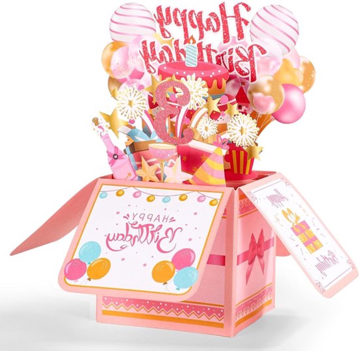 Kleurrijke 3D Verjaardagskaart met Envelop, Creatief Cadeau voor Dochter, Zus en Vrienden - Perfect voor 3 Jaar Oud