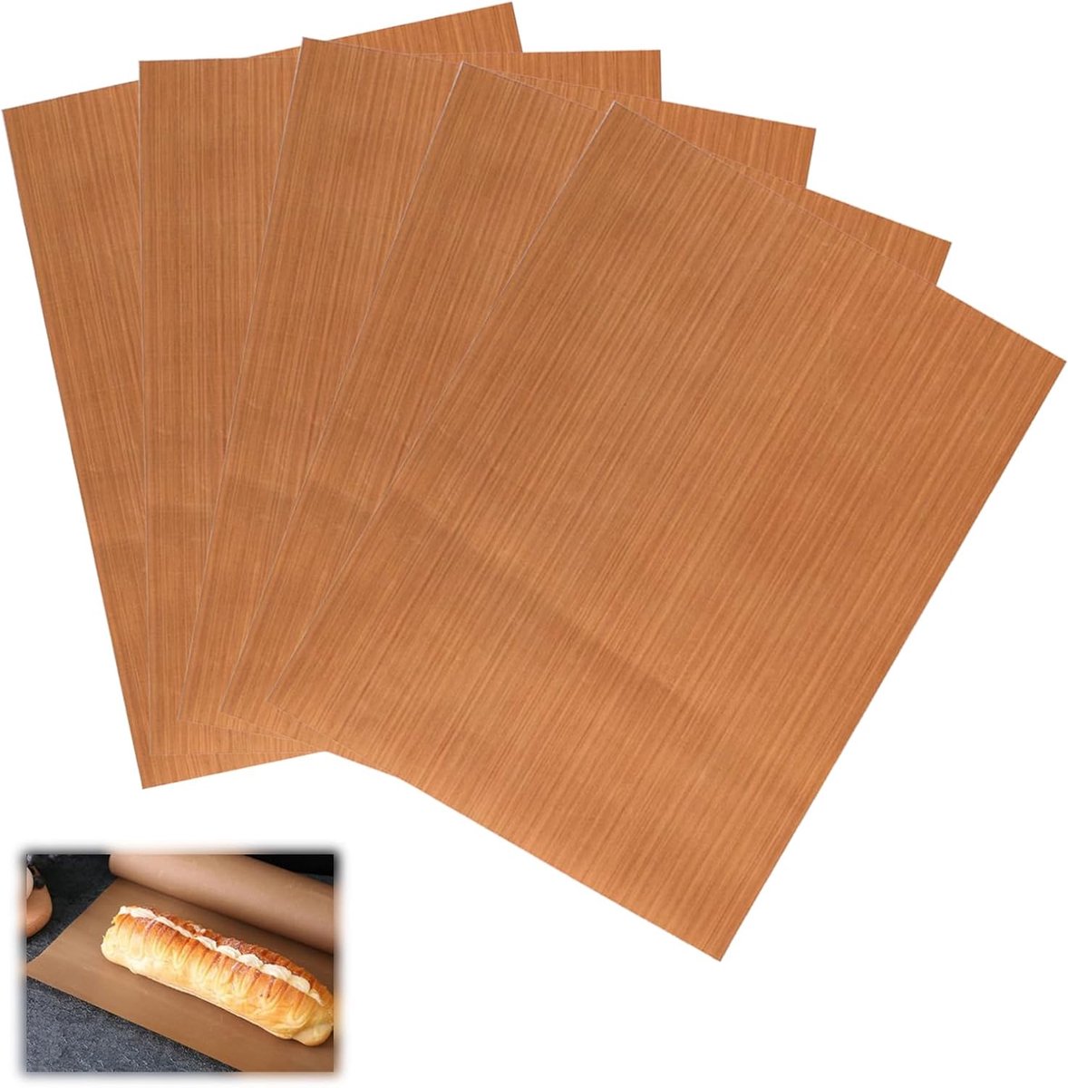 SnelShoppen - Herbruikbare Bakmatten Set van 5 - 30x40 cm Antiaanbak Bakpapier Warmtebestendig voor Oven, Bakplaten en BBQ - Perfect voor Keuken en Cr