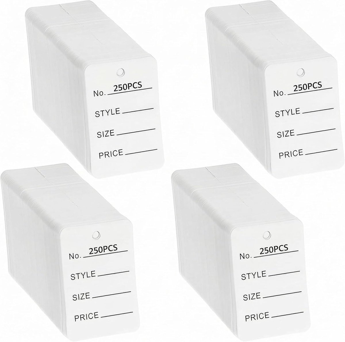 SnelShoppen - 1000 Stuks Kleine Witte Prijsetiketten 3.2 x 5 cm met Voorgeperforeerde Gaten voor Kleding, Bakken en Handgemaakte Labels