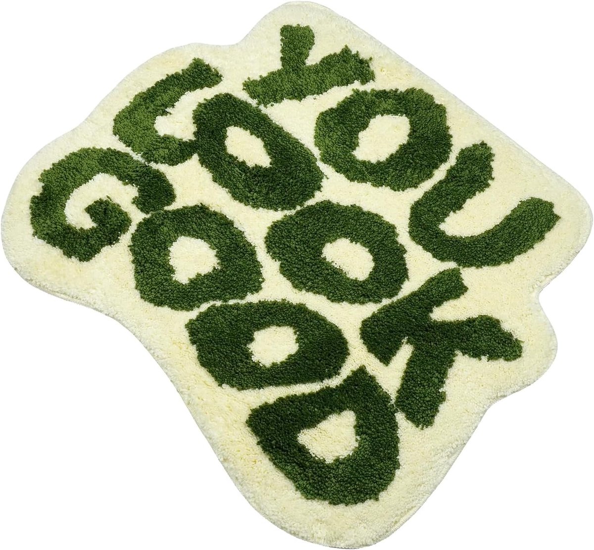 SnelShoppen - Badmat You Look Good Badkamertapijt, Wasbaar, Antislip, 54 x 64 cm, Zacht en Wollig, Groen, Geschikt voor Badkuip en Douche