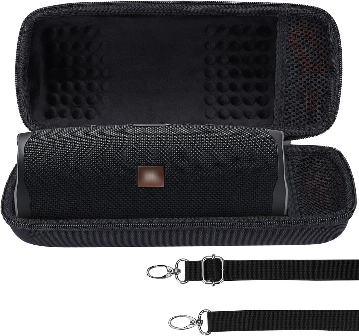 SnelShoppen - Waterdichte Hard Case voor Bluetooth Speaker - Geschikt voor Charge 5 en Charge 4 - Zwart - Ideaal voor Camping, Feest en Reizen