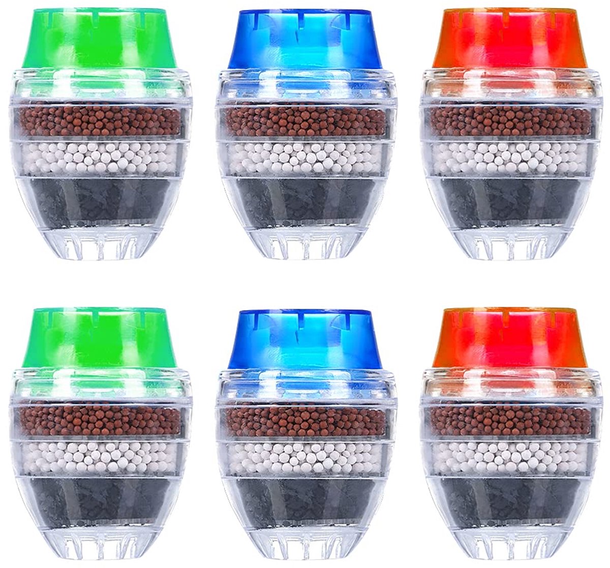 SnelShoppen - Geactiveerde Koolstof Kraanfilter met 6 Filtercartridges, Universele Interface, 6-Laags Filtratie voor Schoon Drinkwater in Keuken en Tu