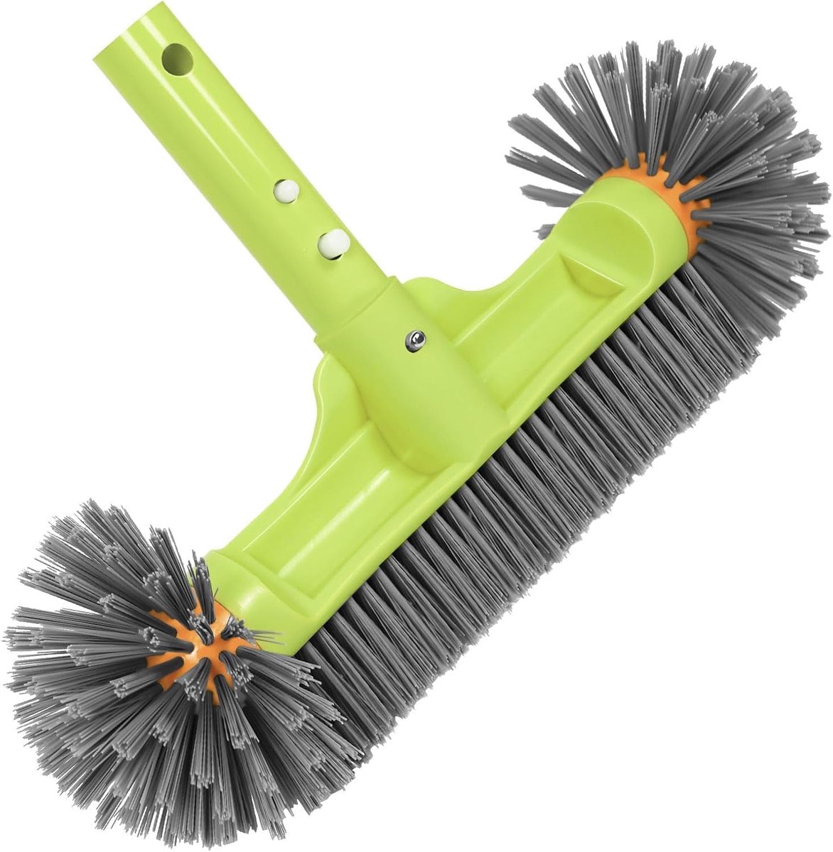 SnelShoppen - Poolborstel 33 cm, halfrond met nylon haren, aluminium handvat met EZ clip systeem, ideaal voor zwembadreiniging