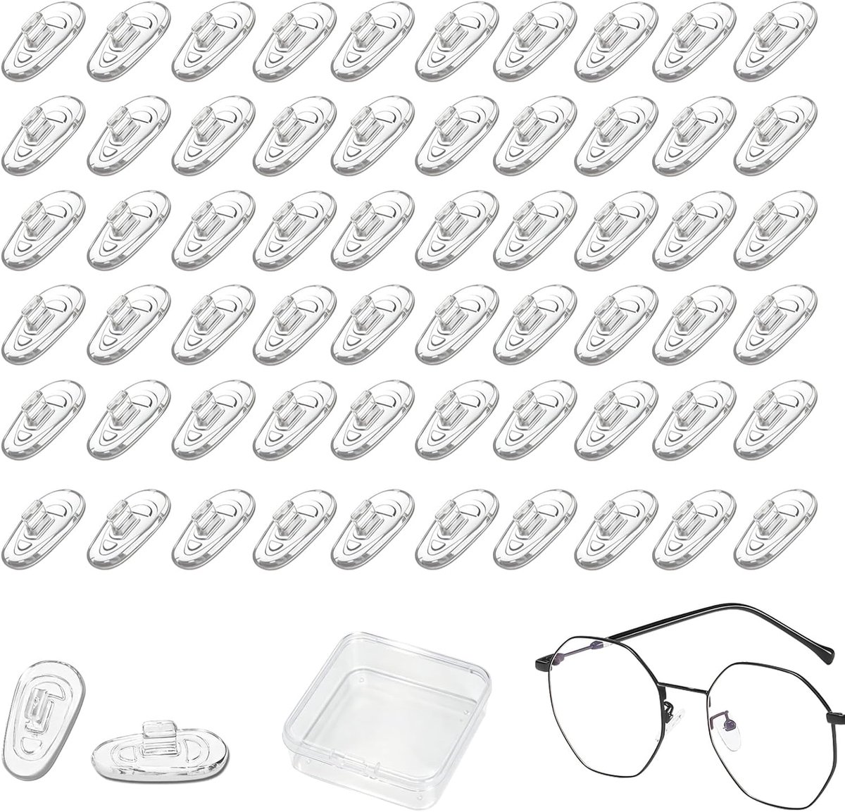 SnelShoppen - 30 Paar Siliconen Brillenneuspads, Transparante Antislip Neuspads, Ergonomische Neusvleugels voor Brillen en Zonnebrillen, Comfortabel e