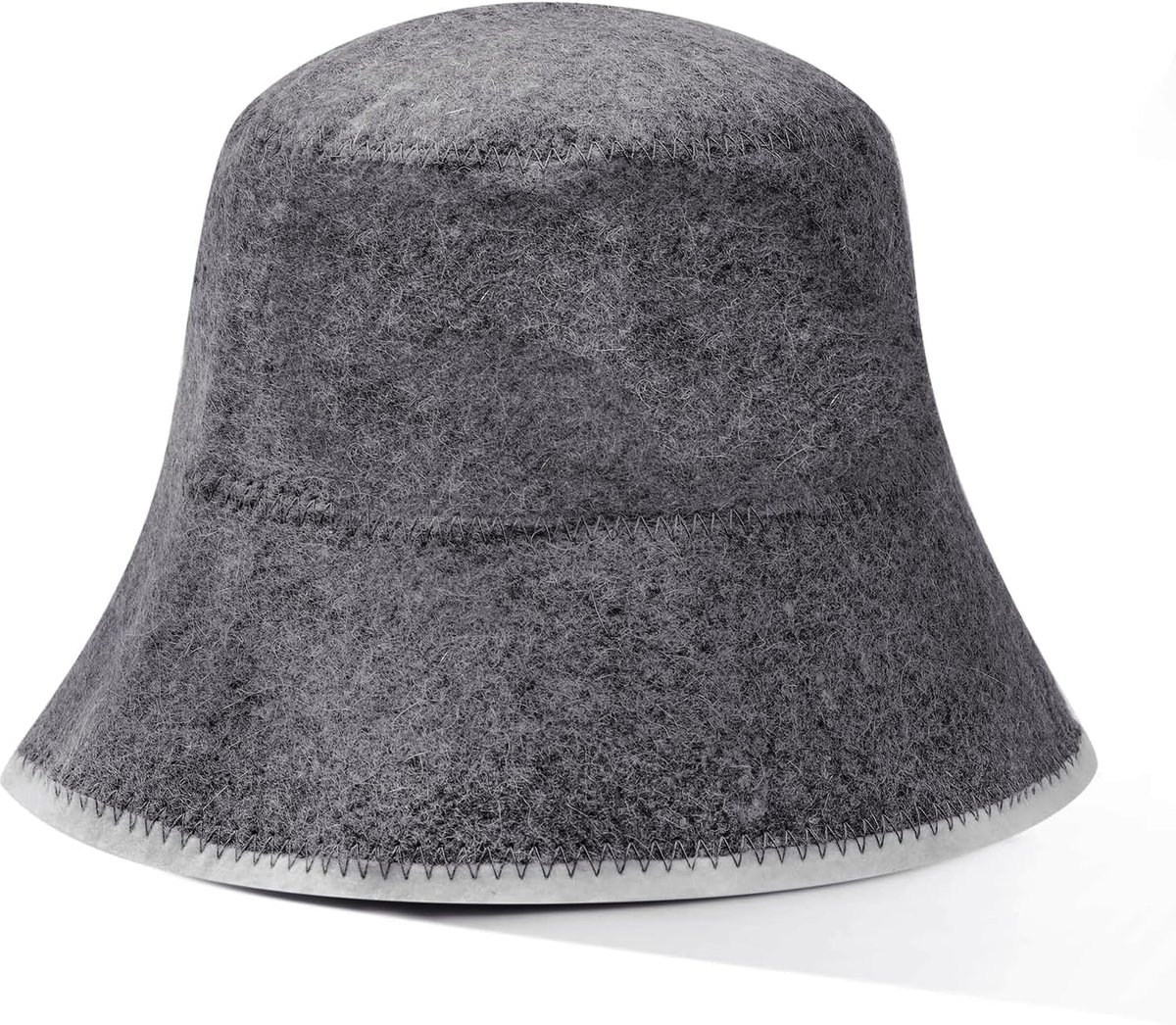 SnelShoppen - Grijze Sauna Hoed van Wolvilt, 26x21 cm, Unisex Sauna Cap, Ademend Hoofddeksel voor Sauna, Perfecte Sauna Accessoires voor Dames en Here