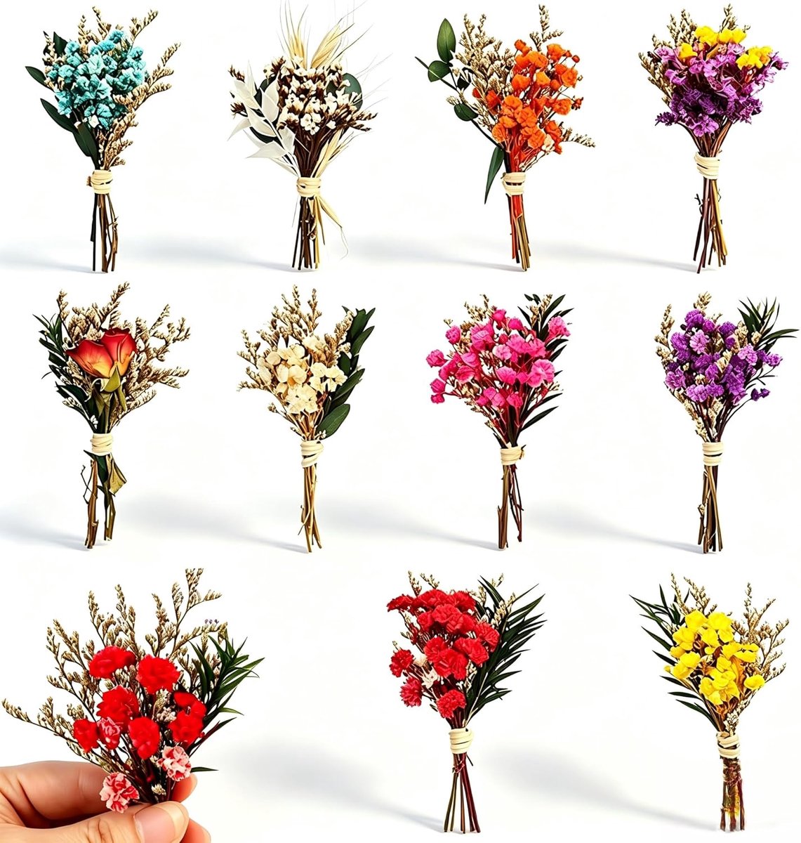 SnelShoppen - 10 Stuks Mini Droogbloemen Boeketten Natuurlijke Decoratie voor DIY Crafts, Scrapbook, Bullet Journal, Foto-album en Cadeau-dozen