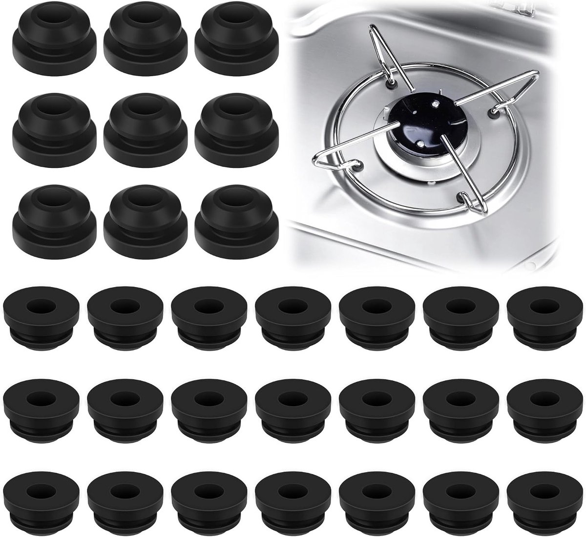 Set van 30 Pan Carriers met Roestbestendige Rubber Voetjes voor Pan Steunen, Geschikt voor 5mm Dometic, Smev en Thetford Stangen, Accessoires voor Camper Kookplaten