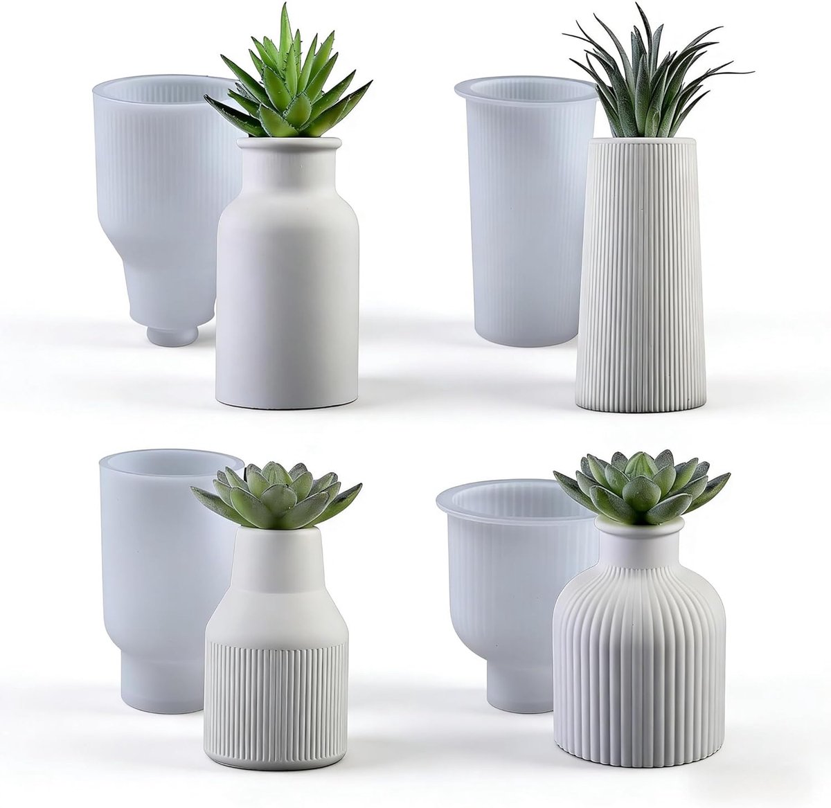 SnelShoppen - 4Pcs Silicone Mallen Vaas, Epoxy Hars Mallen Vaas, Silicone Mallen Bloempot voor DIY Vaas, Creatieve Geometrische Vazen, 4 Stuks voor Bl