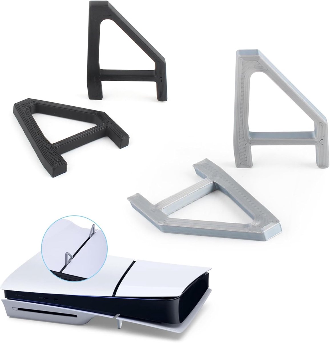 SnelShoppen - Horizontale Stand voor PS5 Console, Compatibel met PS5 Digital Edition, Stabiele Basisstand voor PS5 Accessoires (Zwart & Grijs)