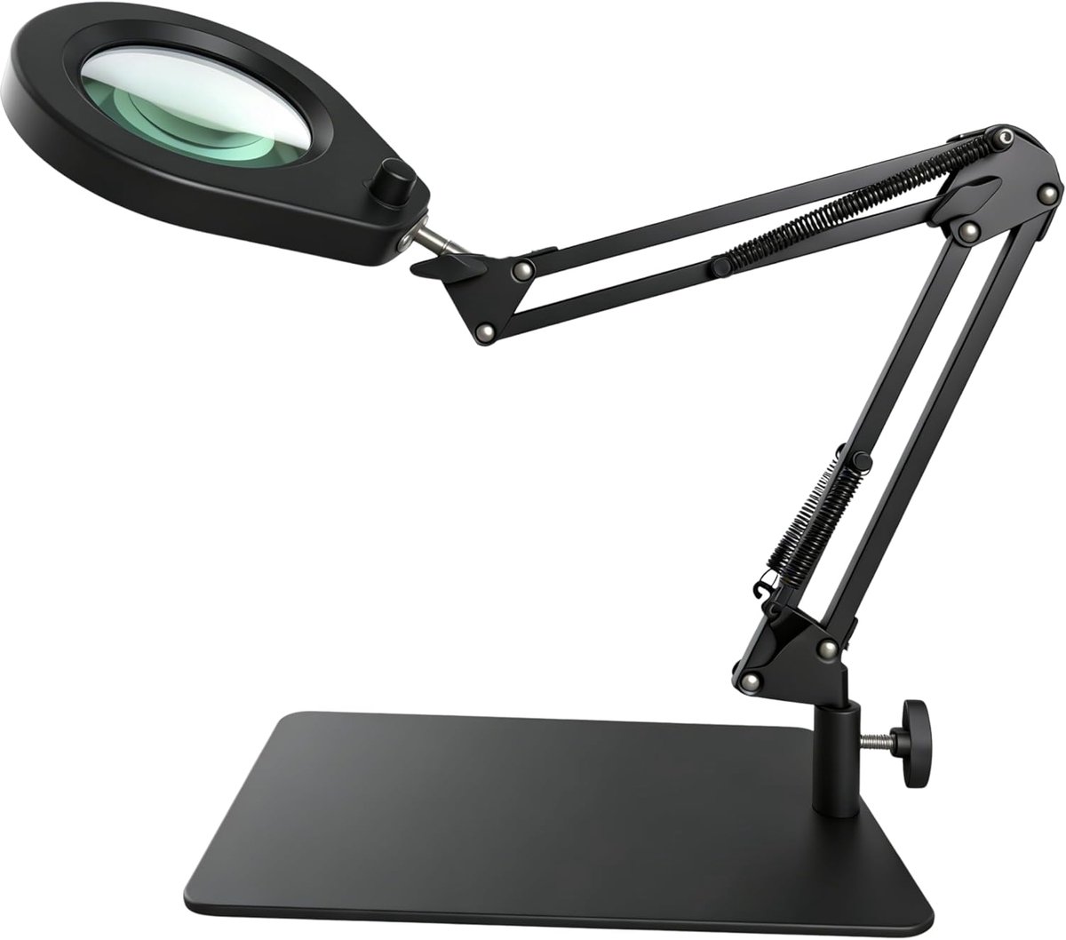 SnelShoppen - LED Vergrootglaslamp met Stand en Klem 10,5 cm, 5-voudige Vergroting, Dimmer in 5 Kleuren, Swingarm voor Hobbys, Knutselen en Lezen