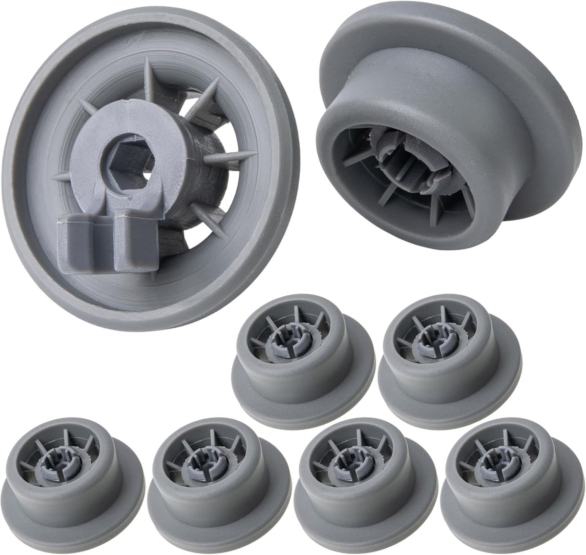 SnelShoppen - Korfrollen voor Vaatwassers, 8 Stuks, Grijs, Ø 26 x 10 mm, Universele Vaatwasmachine Rollen, Vervangingsonderkorfrollen Afdruiprek, Vaat