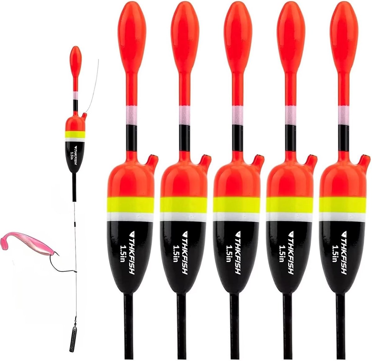 SnelShoppen - 5PCS Balsa Fishing Floats Slip Bobbers voor Crappie en Zoetwatervissen - Slim Ontwerp, Lichtgewicht, Voor Effectief Vissen