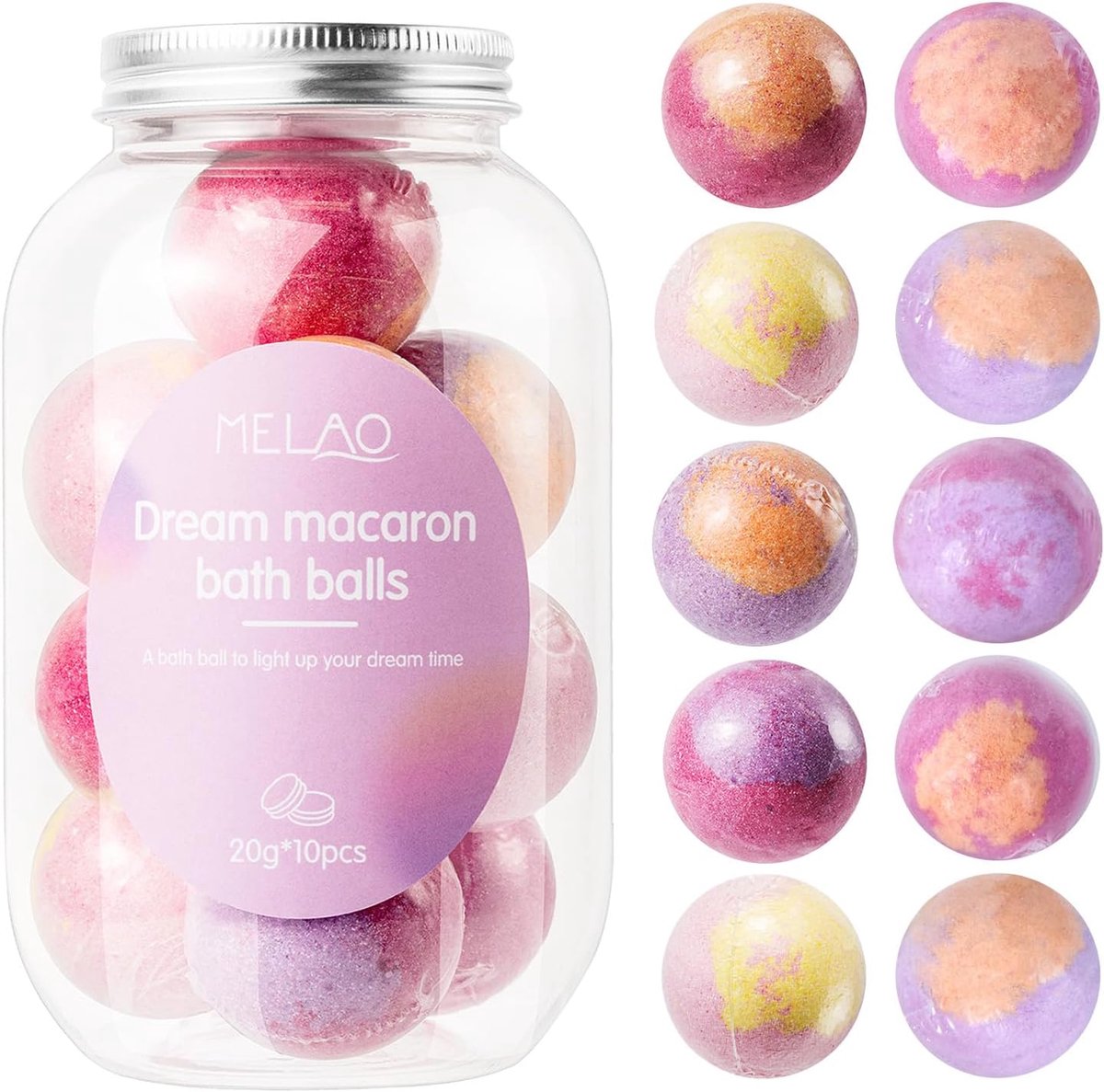 SnelShoppen - 10 Stuks Badbombs met Opbergdoos, Organic Badballen voor Kinderen, Handgemaakte Natuurlijke Badbombs, Veilige Schuimbadballen, Verjaarda