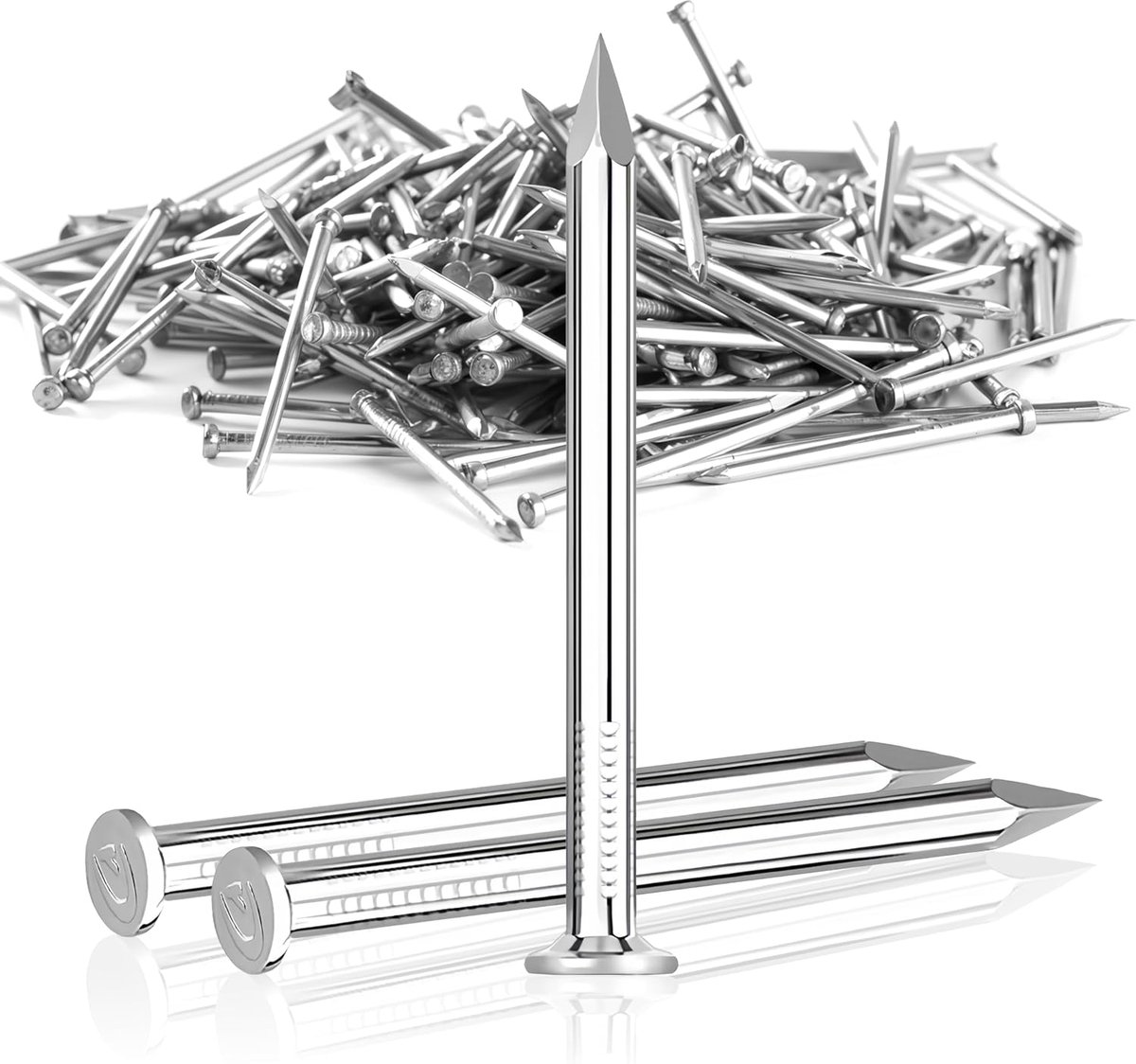 SnelShoppen - Pack van 100 50 mm Stalen Spijkers voor Betonwanden, Gegalvaniseerde Houtbewerking Spijkers, Universeel voor Binnen en Buiten Gebruik