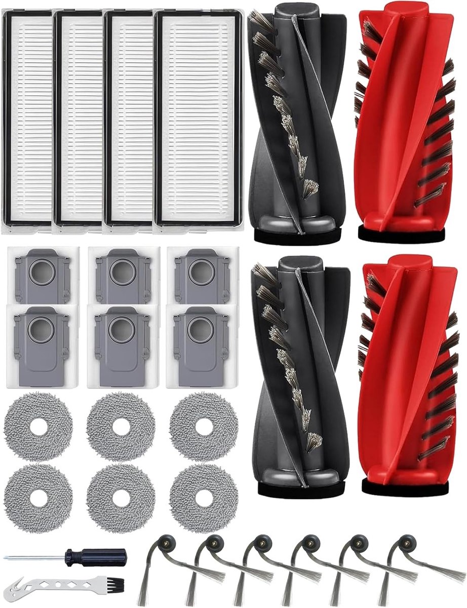 Accessoires voor robotstofzuiger, 28 stuks inclusief hoofdborstel, zijborstels, filters en doeken voor optimale reiniging