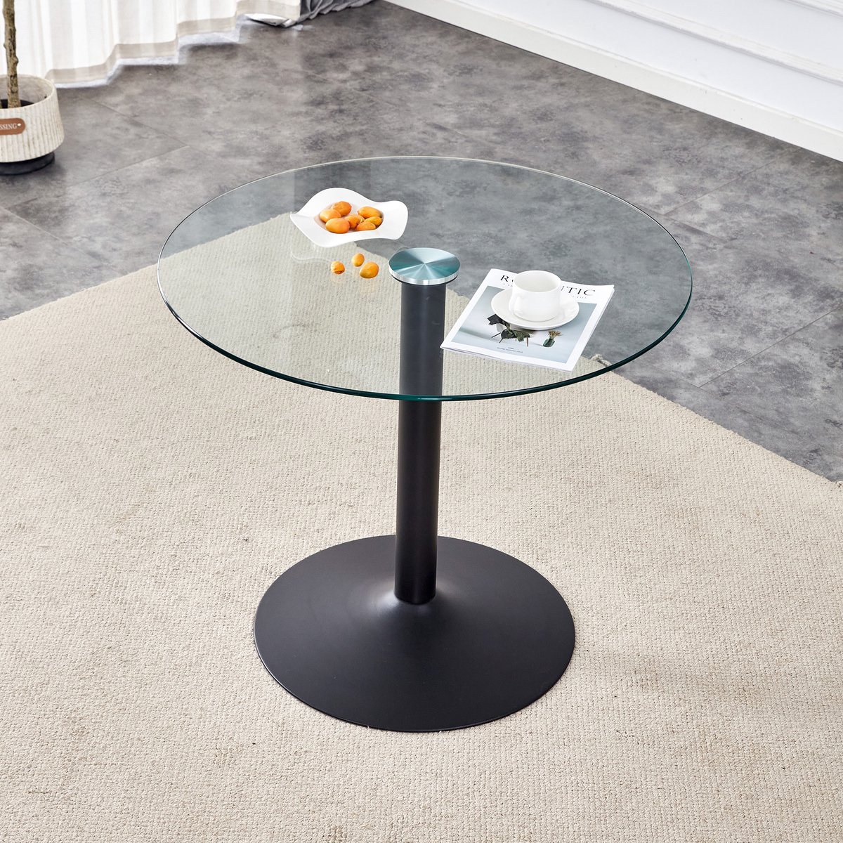 MODENUIT Bartafel - Ronde Tafel Met Transparant Glas En Zwart Metaal - Voor Bar En Horeca - 85 Cm - 76 Cm