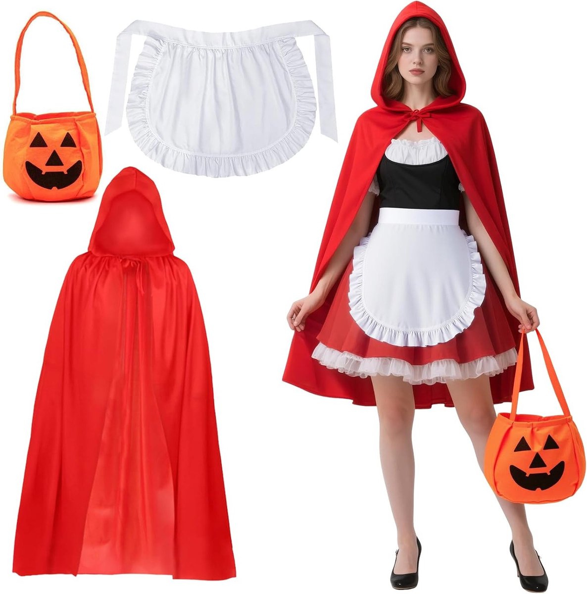 Volwassen tovenaar kostuum met cape, hoed en pruik voor carnaval en cosplay van sprookjes