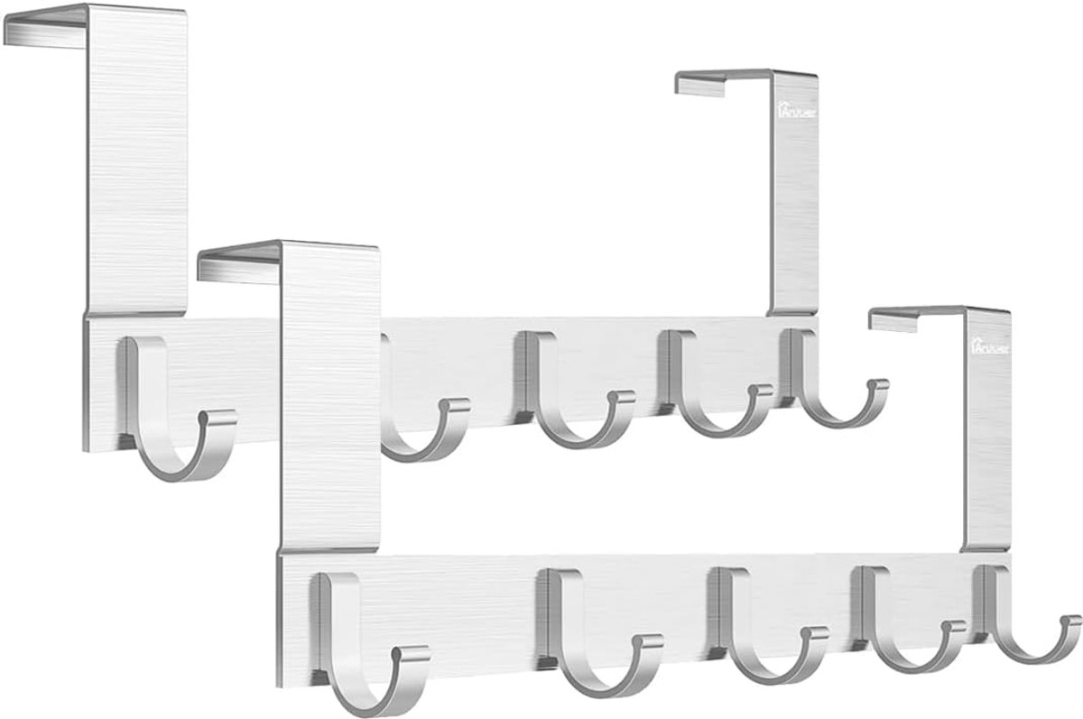 SnelShoppen - Multifunctionele Deurhaken - 5 Stuks - Aluminium Legering - Zilver - Voor Handdoeken, Sleutels, Hoeden, Jassen en Tassen - Lichtgewicht
