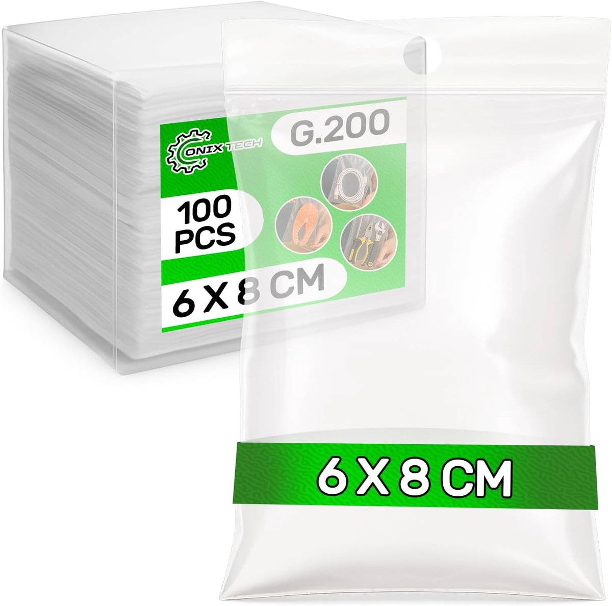 SnelShoppen - 100 Stuks Ritszakken 6x8 cm - Ronde Perforatie - Dikte 0,05 mm - Polyethyleen - Transparant - Perfect voor Opslag, Organisatie en Besche