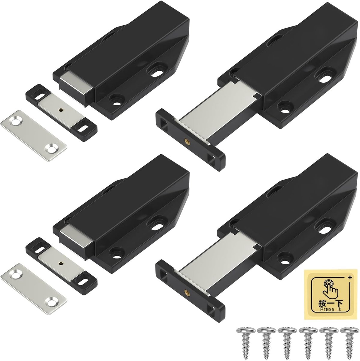 SnelShoppen - Druk om te Openen Deur Opener Magnet Set van 4 - Zware Kwaliteit voor Keuken, Kasten en Meubels - Handige Drukknop voor Kastdeuren en La