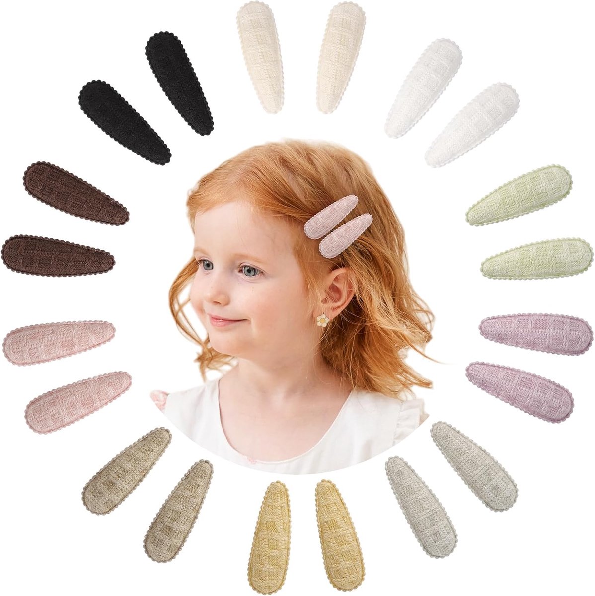 SnelShoppen - 20Pcs 5.5cm Haarclips voor Meisjes - Bloemenprint, Non-slip, Handgemaakt, Diverse Kleuren - Perfect voor Peuters en Kinderen